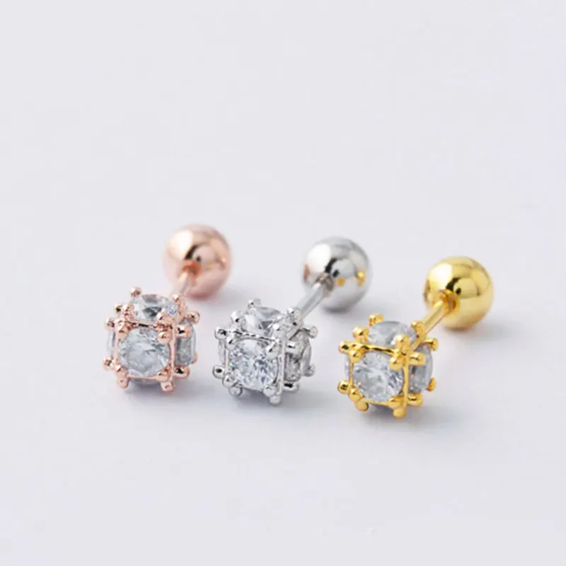 1PC Fashion Medical Stainless steel Crystal Zircon Ear Studs Earrings For Women/Men Tragus Cartilage Piercing Jewelry