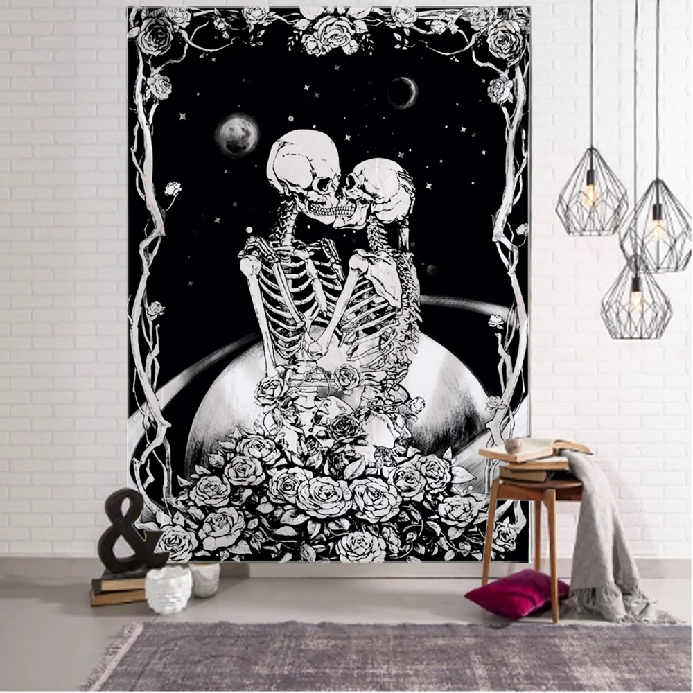 Skull Series Tapestry Art Blanket Curtain Hanging at Home Bedroom Living Room Decoration