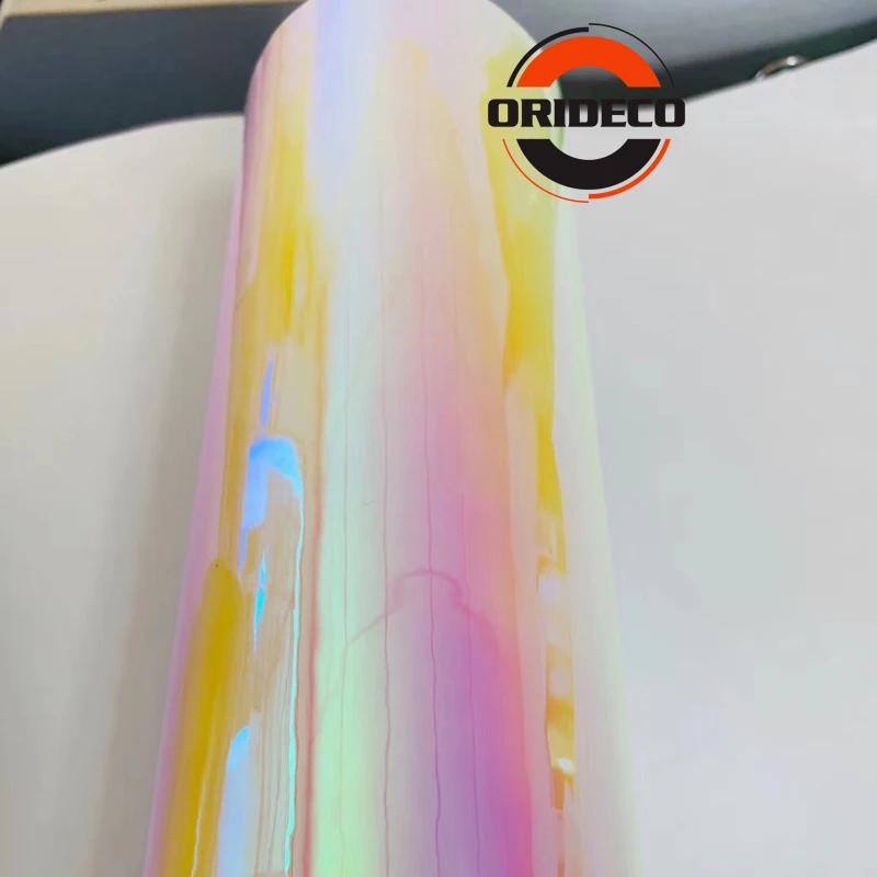 4 Colors Rainbow Chrome Film 2019 New 1.35*20M Glossy Colorful Rainbow Chrome Color Changed Car Wrap Vinyl Film