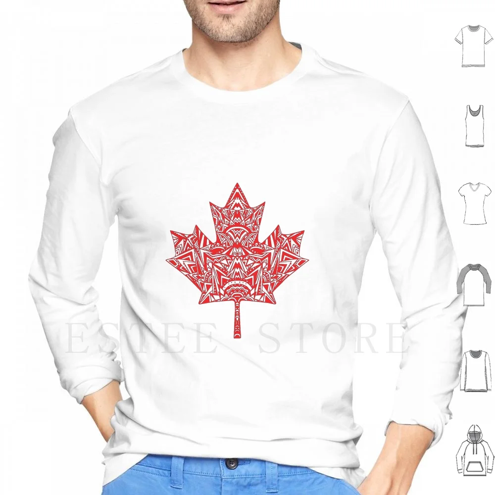 Canada Maple Leaf Zentangle Artwork Designed By Hayley Lauren Design Hoodies Long Sleeve Doodle Canada Canadian