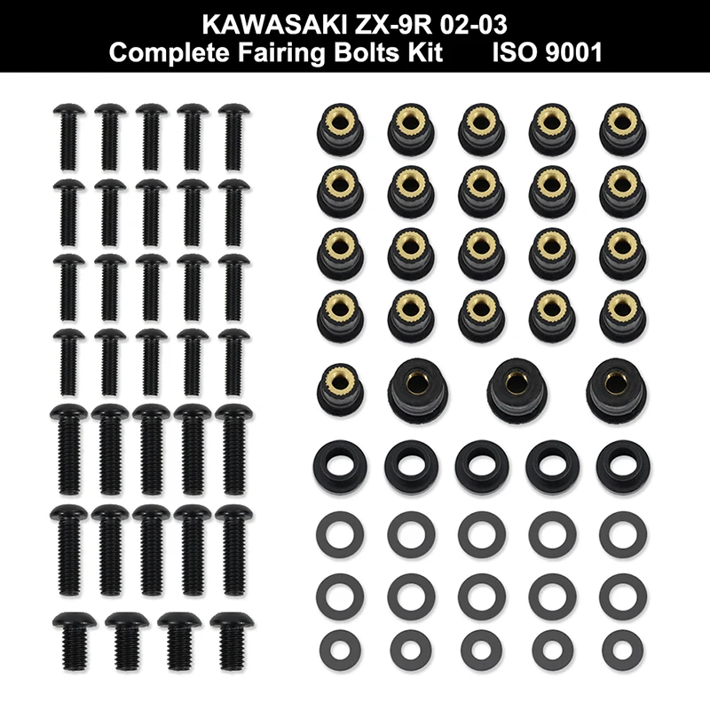 

Fit For Kawasaki ZX9R ZX-9R 2002 2003 Motorcycle Complete Full Fairing Bolts Kit Nut Fairing Clip Speed Nuts Stainless Steel