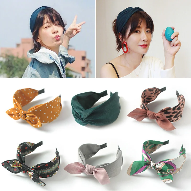 Women Hairbands Wide Female boho ties headband accessories Bow Hair Hoops Headwear Floral Hair Accessories Girl Head Band Lady