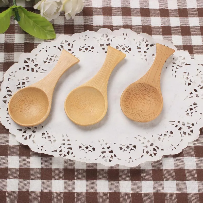 300pcs/lot Natural Children's Soup spoon Mini Bamboo Spoon Mini Short Handle Tea Spoon wholesale LX3056