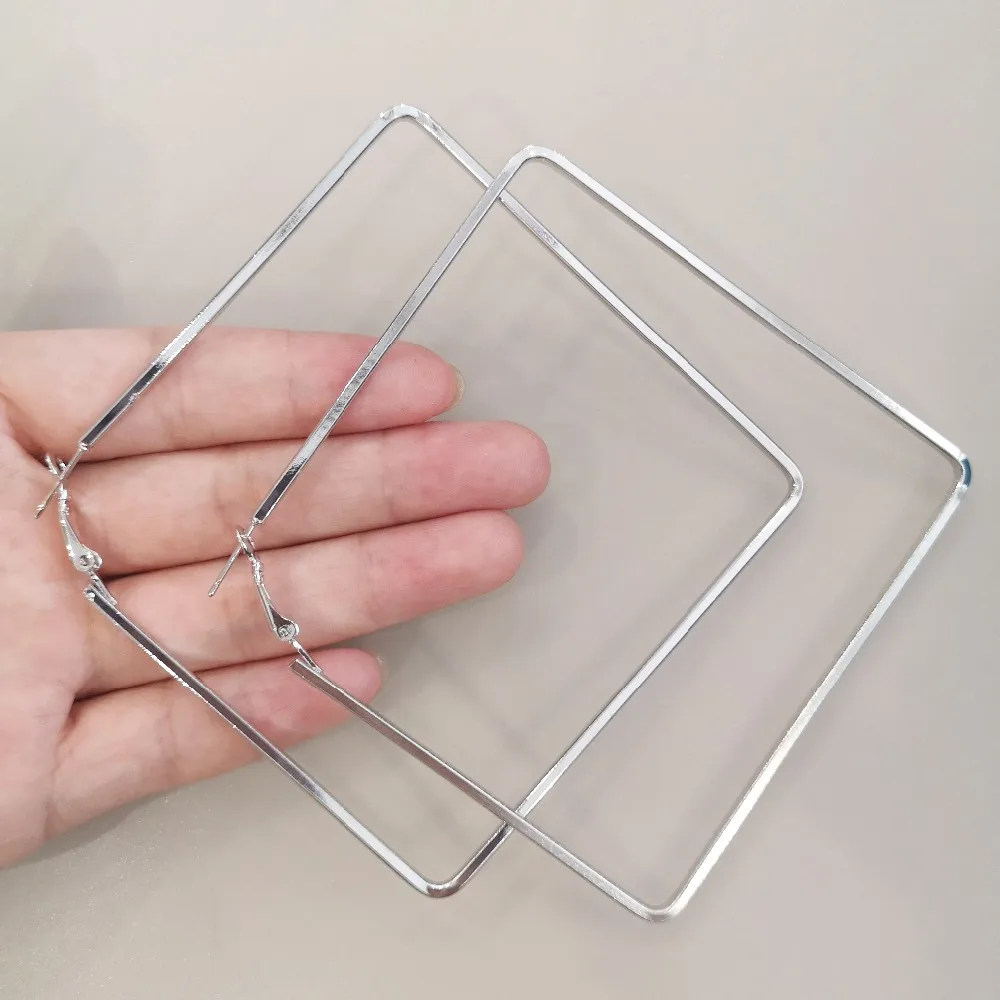 BLIJERY Trendy Oversize Geometrische Große Creolen Für Frauen Basketball Brincos Übertrieben Große Quadratische Ohrringe Punk Schmuck – Detail 14