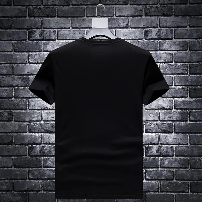 Plus Size 6XL 2024 Cute Bear Rhinestones T Shirts Men Brand Short Sleeve Fashion Man Streetwear O Neck Slim Modal Cotton Tshirts