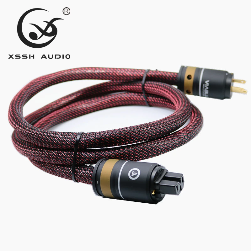 

XSSH Audio Hifi Amplifier OFC Pure Copper Plated Gold US Euro EU IEC AC Female Male Power Plug Power Cable Cord Wire