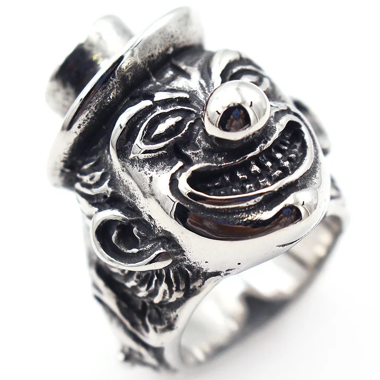 

Bxzyrt Vintage Gothic Biker Ring Men's Stainless Steel Punk Rings Hat Clown Ring Men Finger Ring Cool Jewerly Accessories