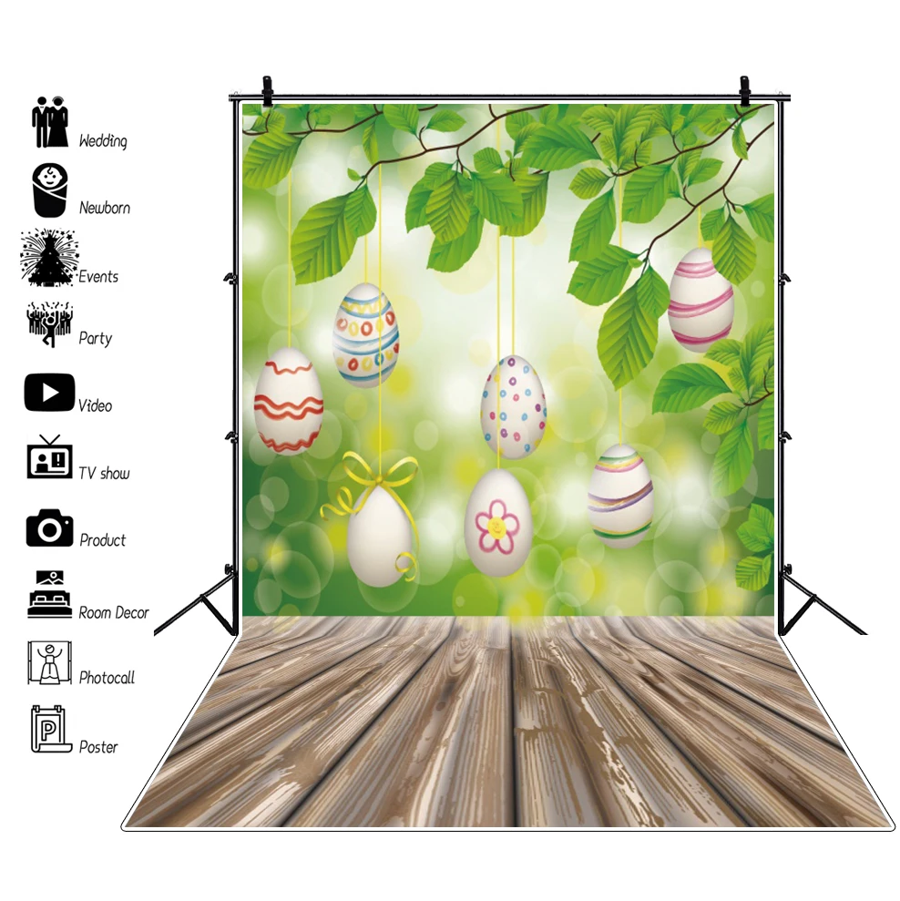 Laeacco 부활절 배경 봄 풍경 꽃 토끼 토끼 부활절 달걀 아기 초상화 신생아 사진 배경 Photozone
