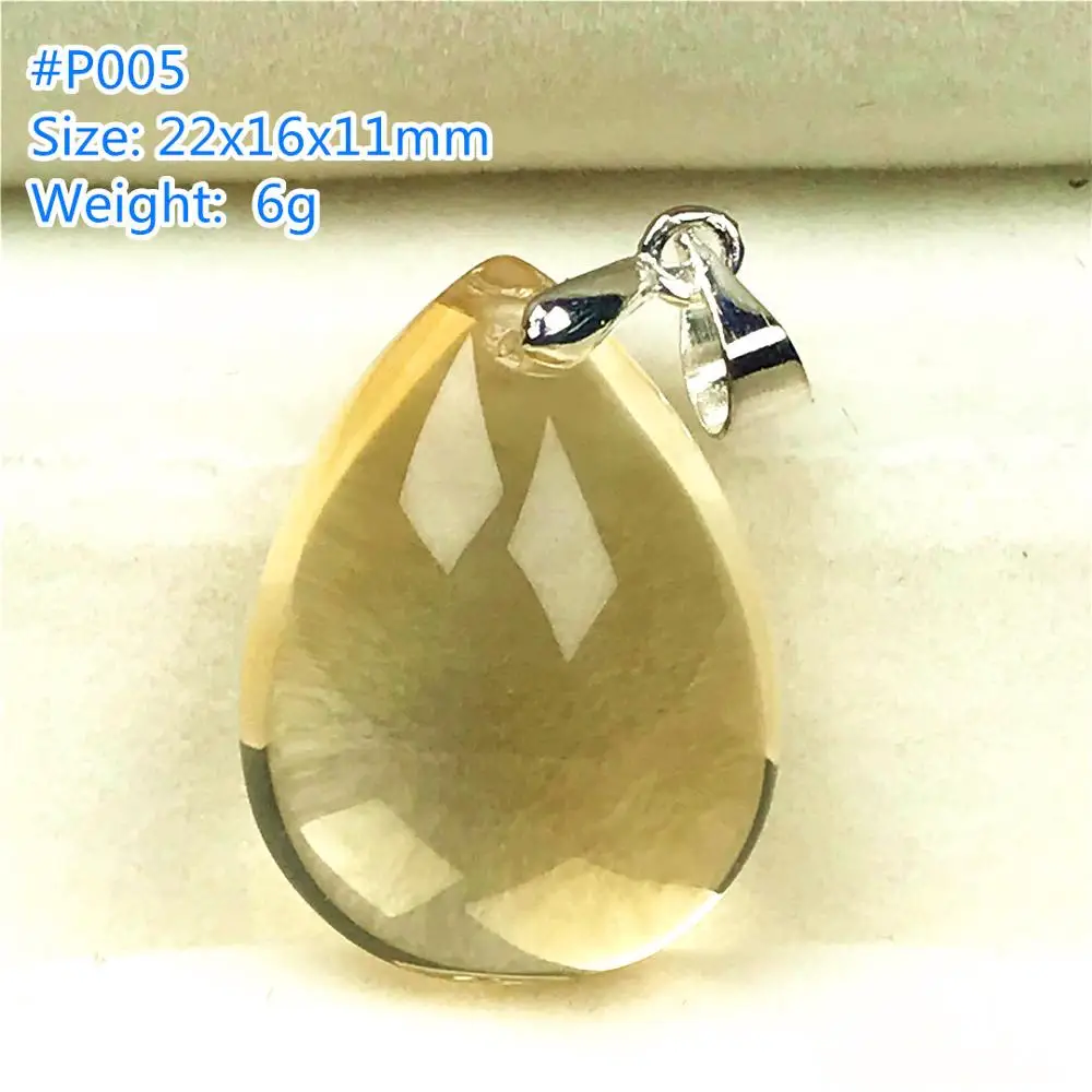 Genuine Natural Yellow Citrine Pendant Jewelry For Woman Man Gift Silver Clear Quartz Crystal Beads Water Drop Gemstone AAAAA