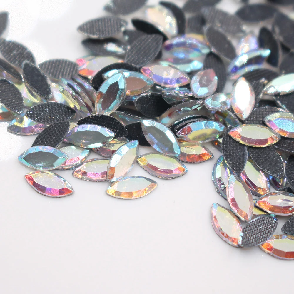 200 Stück 5 x 10 mm Kristalle Hotfix-Strasssteine mit flacher Rückseite Strass-Strasssteine zum Basteln, zum Aufbügeln, für Kleidungsdekoration – Detail 10