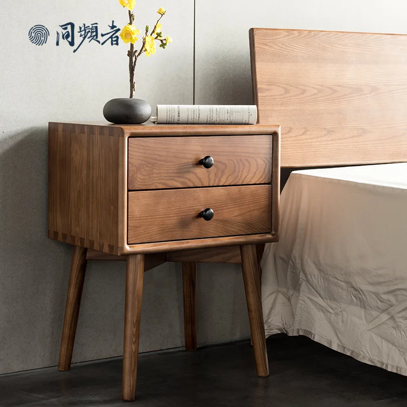 JOYLOVE Nordic Solid Wood Bedside Cabinet Modern Minimalist Small Cabinet Bedroom Ash Wood Bedside Storage Cabinet 2021