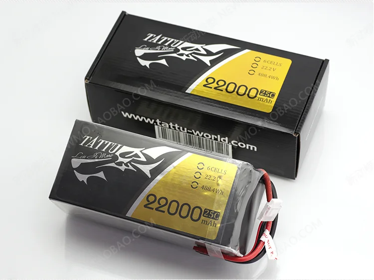 TATTU 22000mAh 22.2V 6S 488wh LiPO Battery Burst 25C for Big Load Multirotor FPV Drone Hexacopter Octocopter