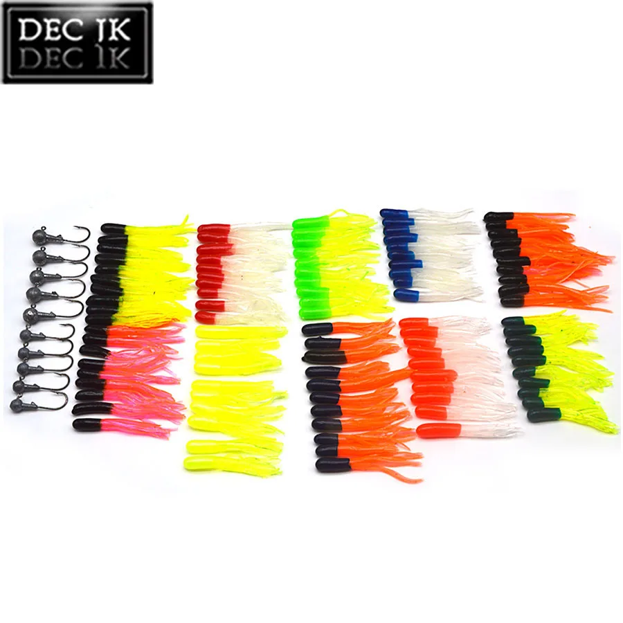 110PC Soft Silicone Lures Set For Fishing Carp Shad Trout Lead Jig Head Hooks Soft Plastic Fake Artificial Bait Lot In River