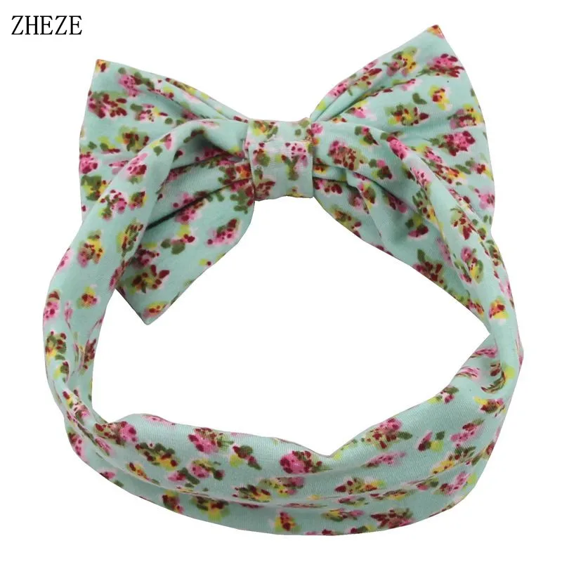 10Pcs/Lot 5'' Hair Bow Hairband Floral Cotton Infantile Headband Elastic Kids Girl DIY Hair Accessories For Party