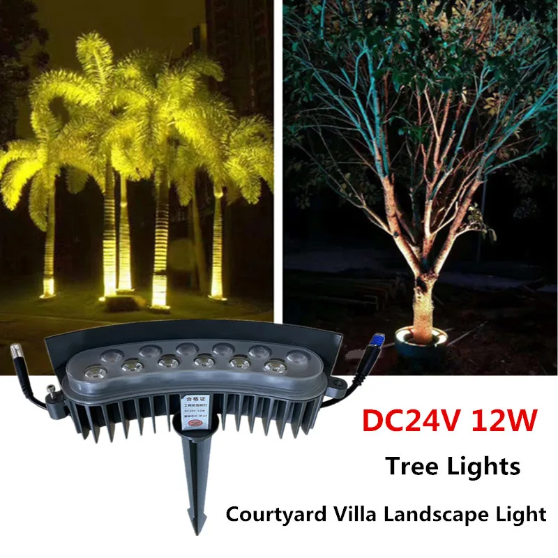 12w 24v 1pcs Garden Gazebo Lighting Tree Spotlight Outdoor Spot Lighting Trees Decor Gazebo Light Courtyard Villa Yard IP65 Wate