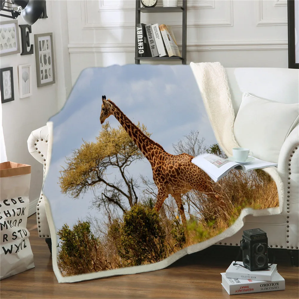 

Giraffe 3D Printed Sherpa Blanket Couch Quilt Cover Youth Child Travel Velvet Plush Throw Blanket Bedspread Home Office