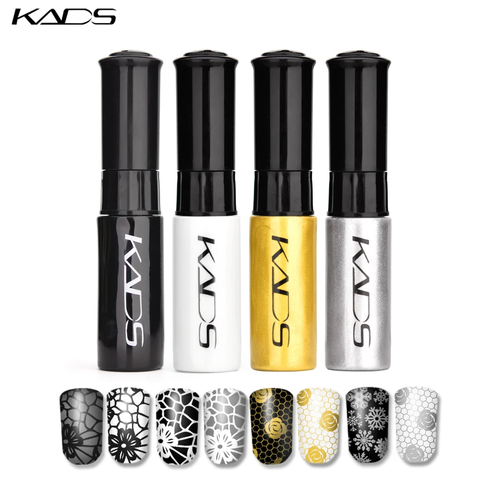 KADS Nail Art Stamping Polish 1 botella blanco negro oro estampado laca de uñas de herramienta de pintura acrílica decoración de belleza Vernish