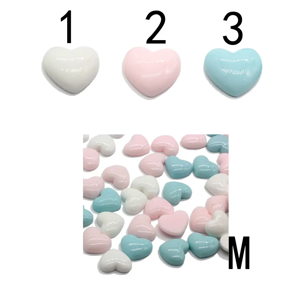 Spring Colorful  Resin Love Heart  Crafts Beads Flatback Cabochon Scrapbook DIY Embellishments Accessories Buttons