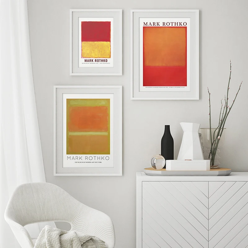 Mark Rothko-Póster de exposición de obras de arte famosas abstractas, pintura impresa en lienzo para sala de estar, decoración moderna para el hogar, imagen artística de pared