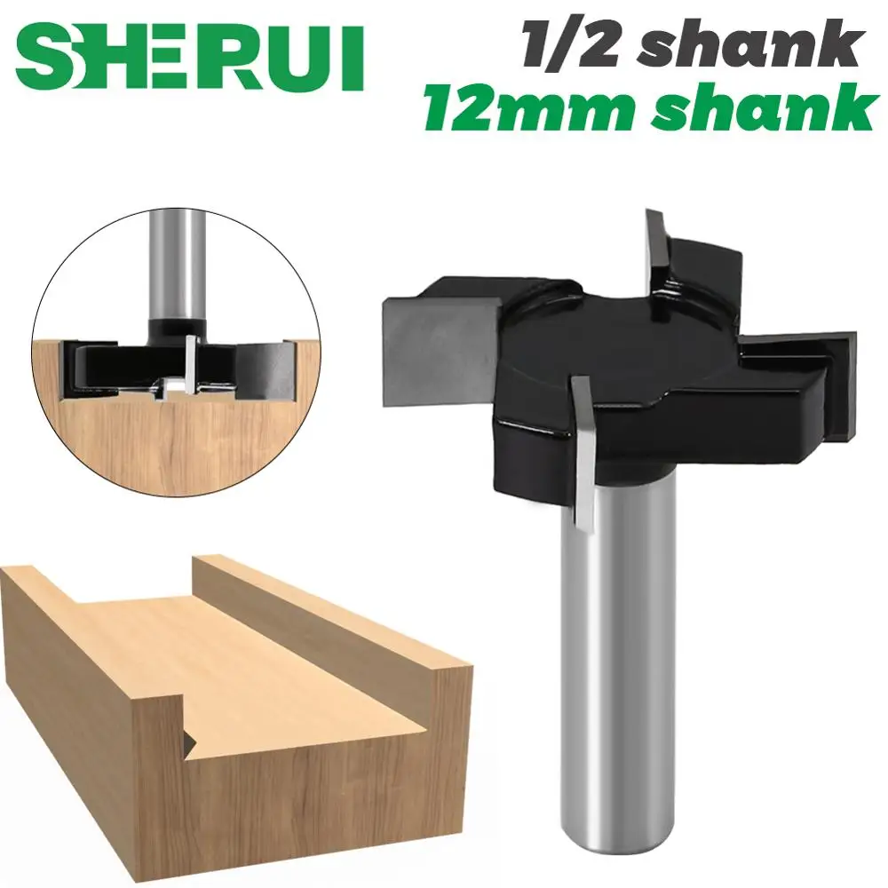 1Pc 1/2 "12Mm Vít 4 Cạnh T Loại Làm Khe Cắt Dụng Cụ Làm Rau Cau Router Bit Cho Gỗ Công Nghiệp cấp Xay Cắt Làm Khe