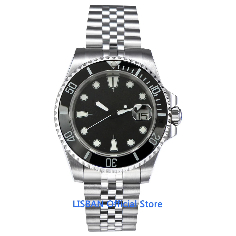 

40mm Sterile Dial Miyota Mens Automatic Watch Date Indicator Sapphire Glass Luminous Waterproof Wristwatch Men