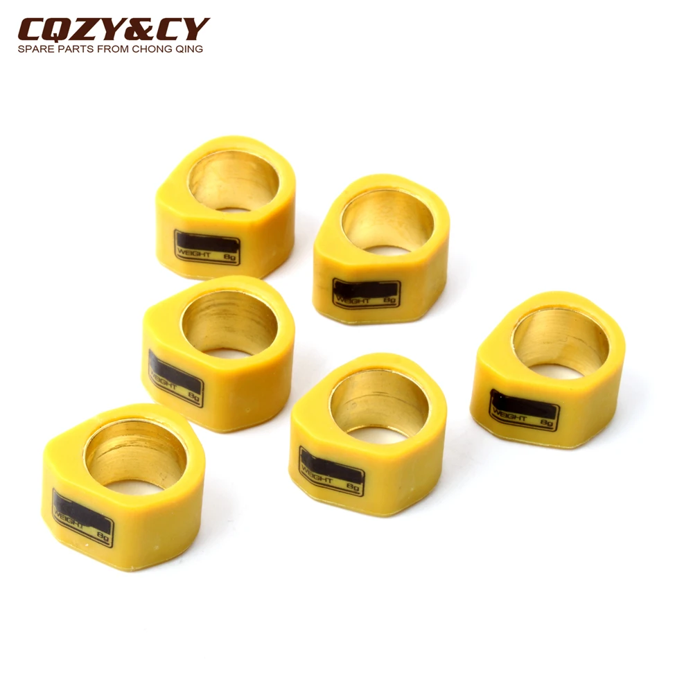 6PC Racing Variator Roller Weights 20x15mm 8g 10g 13g 15g 19g For Suzuki Burgman K2 K6 Uc Epicuro Ux Sixteen K8 125cc 150cc