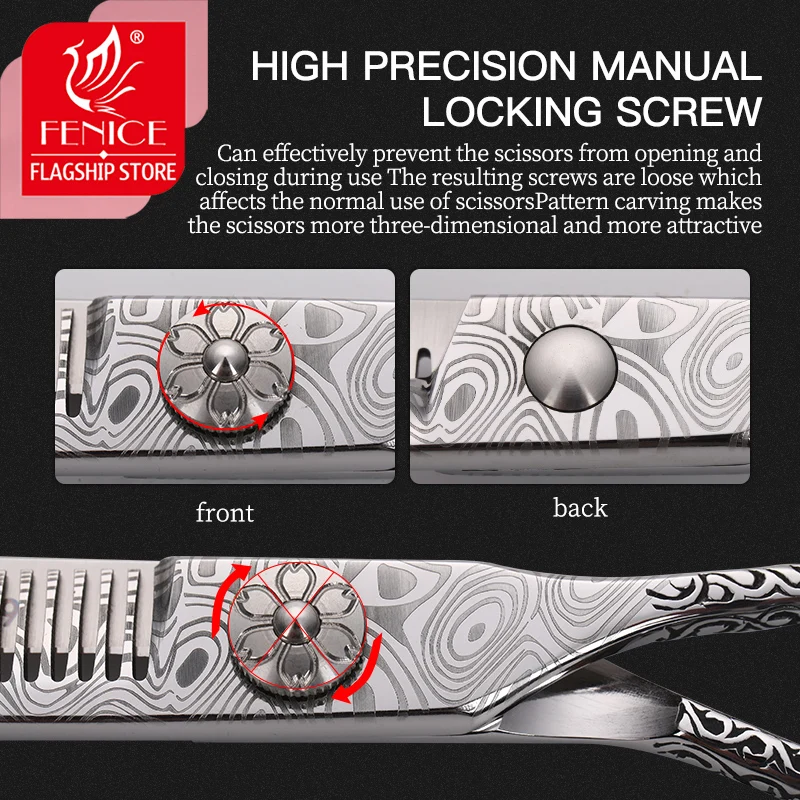 Fenice High-quality JP440C steel 6.0 inch cut well hairdressing shears professional barber hair scissors set