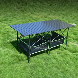 Camping Picnic Table with Storage Net Bags Waterproof Outdoor Folding Table Aluminium Alloy Durable Folding Table Desk 140*70cm