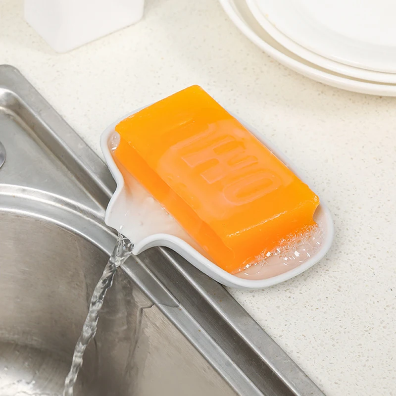 

Non-slip Silicone Soap Dish With Drain Bar Self Draining Waterfall Soap Tray Kitchen Sponge Holder Bathroom Storage Rack