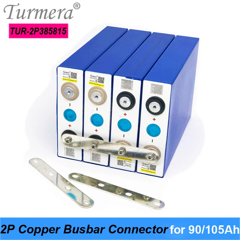 

Turmera Copper BusBars Connector for 3.2V 90Ah 105Ah Lifepo4 Battery 2P 4 Screw Hole Assemble for Uninterrupted Power Supply 12V