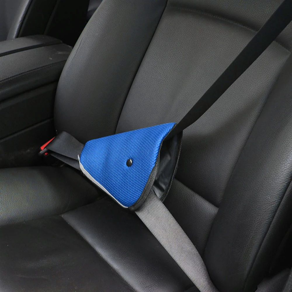 Triangle Child Car Safety Belts Adjuster, Child Resistant Safety Belt Protector Shave Blue  Baby Car Safety Belt Pad Support