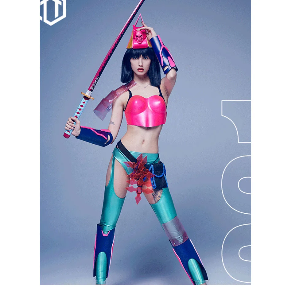 F​uture Stage Dance show Cyberpunk ninja samurai gogo costume female ds lead dance suit