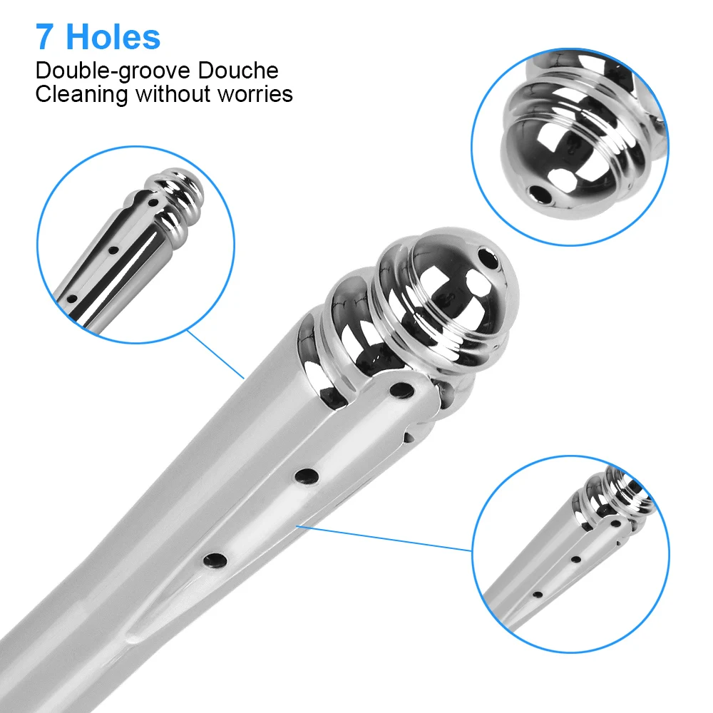 Metal 7 Holes Side Opening Sex Products Anal Enema Cleaning Shower Colonic Douche Nozzle Vaginal Wash Sex Tools for Couples