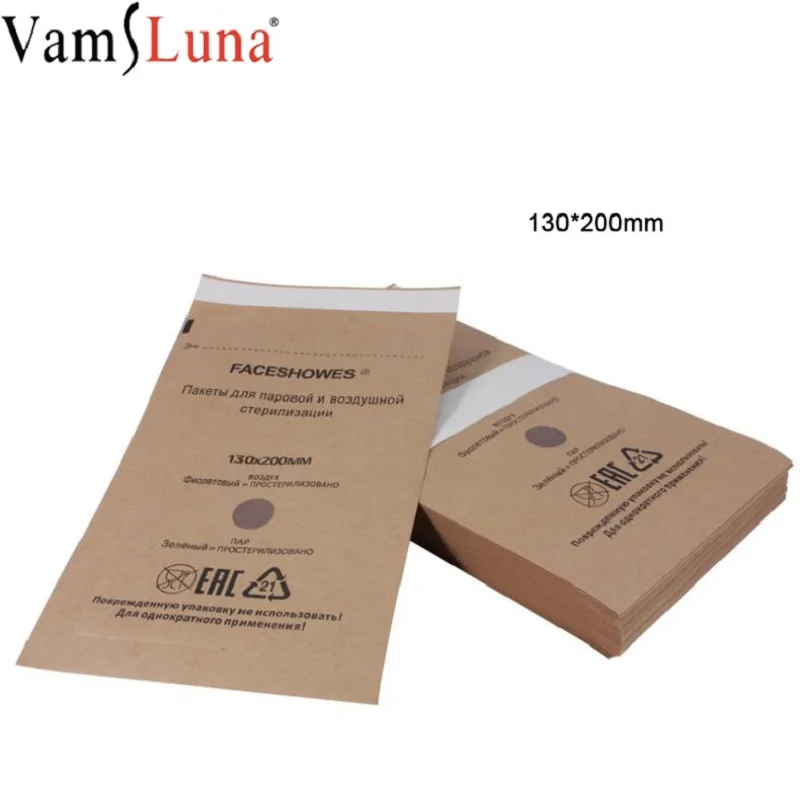 100Pcs 130X200mm Disposable Sterilization Bag For Cosmetics Nail Tool Disinfection Machine Accessory Sterilization Bag Safety