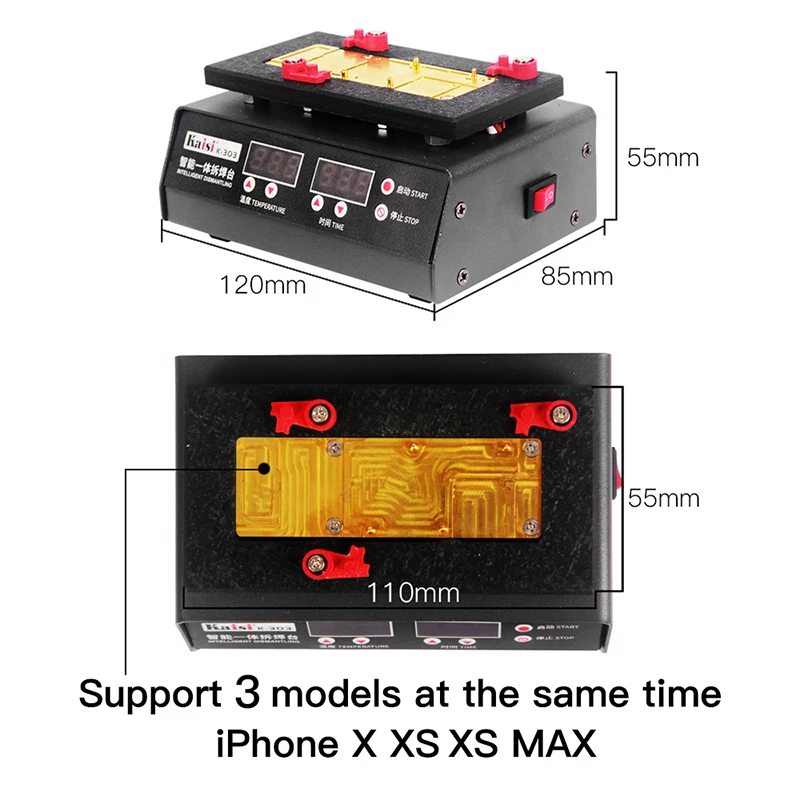 Kaisi K-303 เมนบอร์ด Stratified อุณหภูมิความร้อนตารางองศา Rapid แยกถอดแพลตฟอร์มสำหรับ iPhone X XS MAX