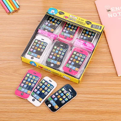 1PCSCartoon mobile phone eraser elementary school prizes cute children giveaway eraser color random