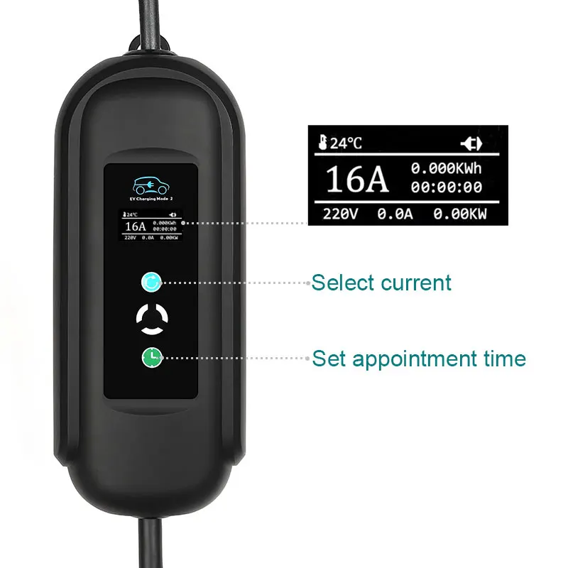 11KW 16A Type2 Ev Draagbare Oplader Evse Opladen Doos Elektrische Auto Oplader Cee Plug Elektrische Auto Oplader