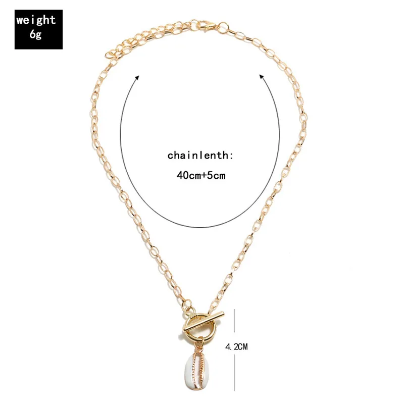 Y2K Beachcore Cowrie Shell Necklace Fashion Summer Beach Women Gold OT Toggle Chain Boho Surfer Aesthetic Daily Neck Jewelry