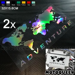 2X Motorcycle Luggage Aluminium Side Box Decoration Decals Reflective Waterproof Station Wagon Stickers For Adventure Motorbike