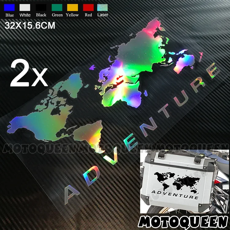 2X Motorcycle Luggage Aluminium Side Box Decoration Decals Reflective Waterproof Station Wagon Stickers For Adventure Motorbike 