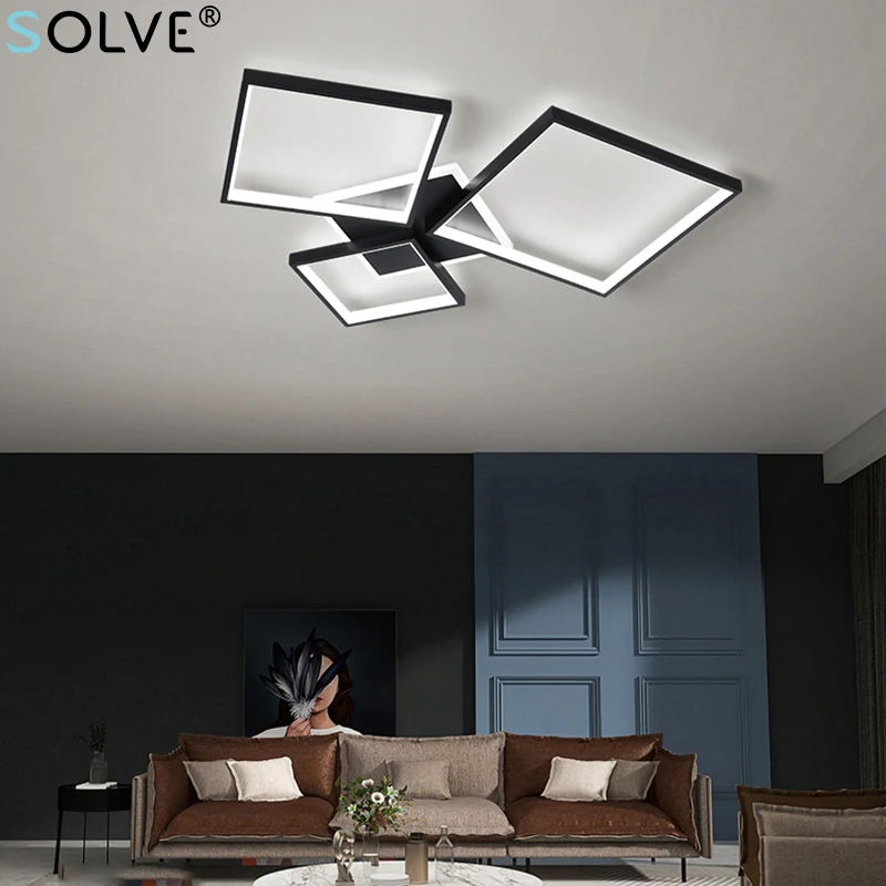 Modern Minimalist LED Square Ceiling Lamp Metal Chandelier Living Room Bedroom Kitchen Interior Decoration Lamps