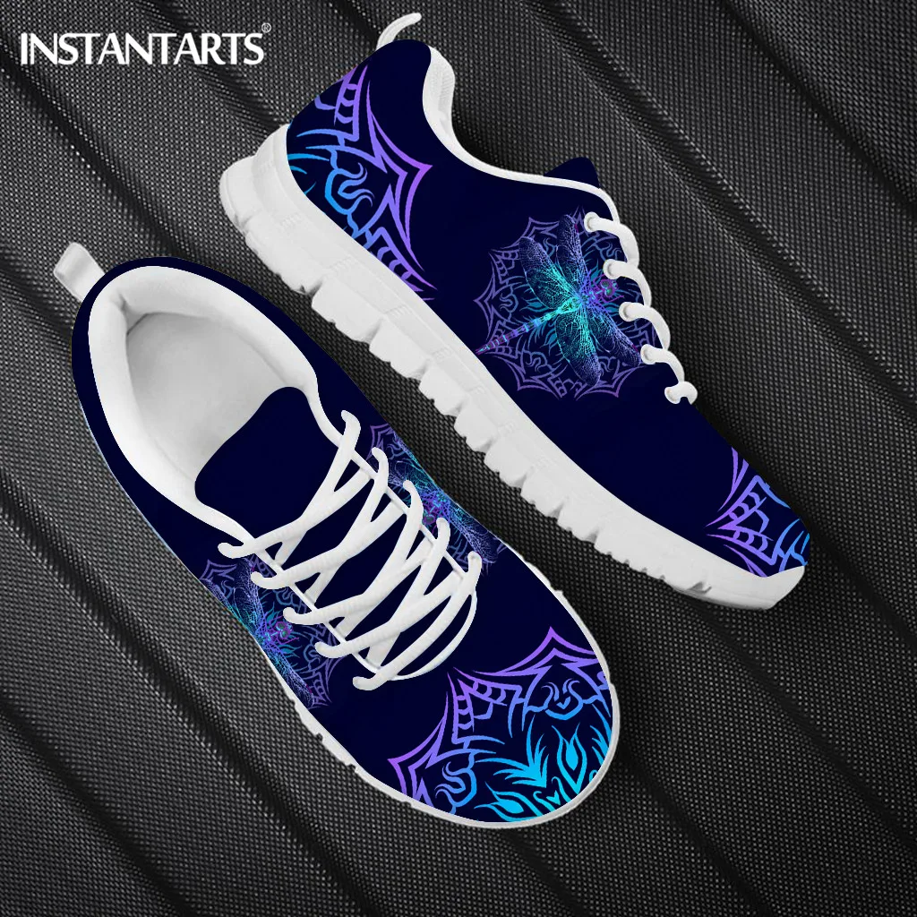 Mandala Dragonfly Art Print Casual Shoes For Women 2021 Flats Shoes Lace Up Luxury Designer Female Sneakers Lightweight Footwear