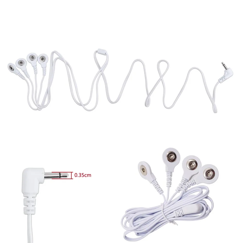 4-way TENS Cable Electrode Wire for EMS TENS Unit Therapy Machine Physiotherapy Body Massager Massage Device Health Care 3.5mm