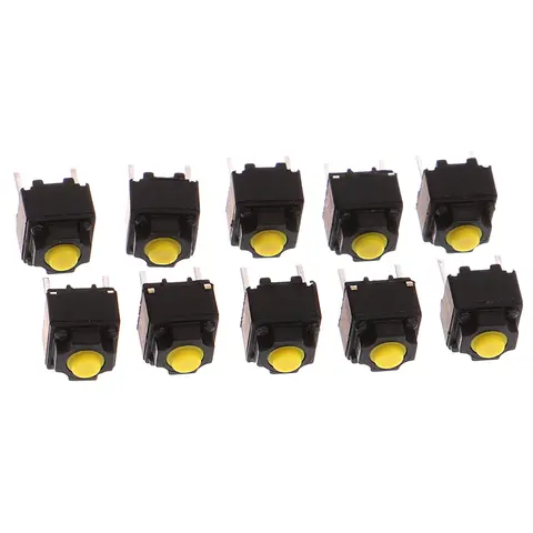 6x6x7.3mm 무소음 버튼, 스위치 무선 마우스 유선 마우스 마이크로 스위치 노란색 푸시 버튼 스위치, 10 개