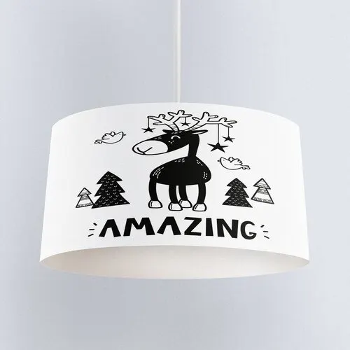 Else Carpet Black White Deer 3D Pattern Child Bedroom Pendant Lamp Chandelier