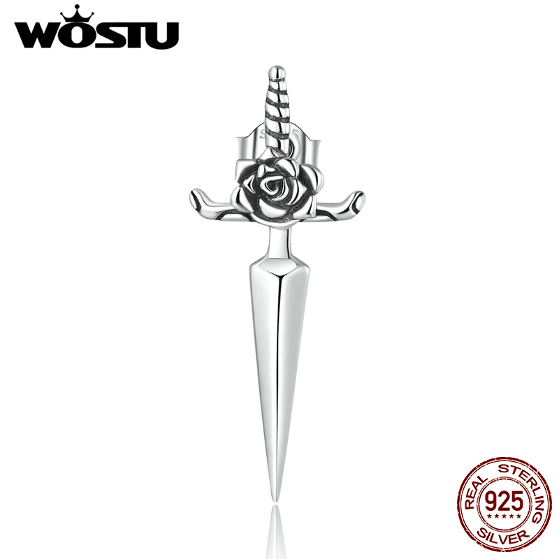 

WOSTU 925 пробы серебряные серьги-гвоздики в форме цветка розы, серьги-гвоздики для женщин S925, моно-серьги-гвоздики, Женские Ювелирные изделия в стиле панк, подарок, FIE1349