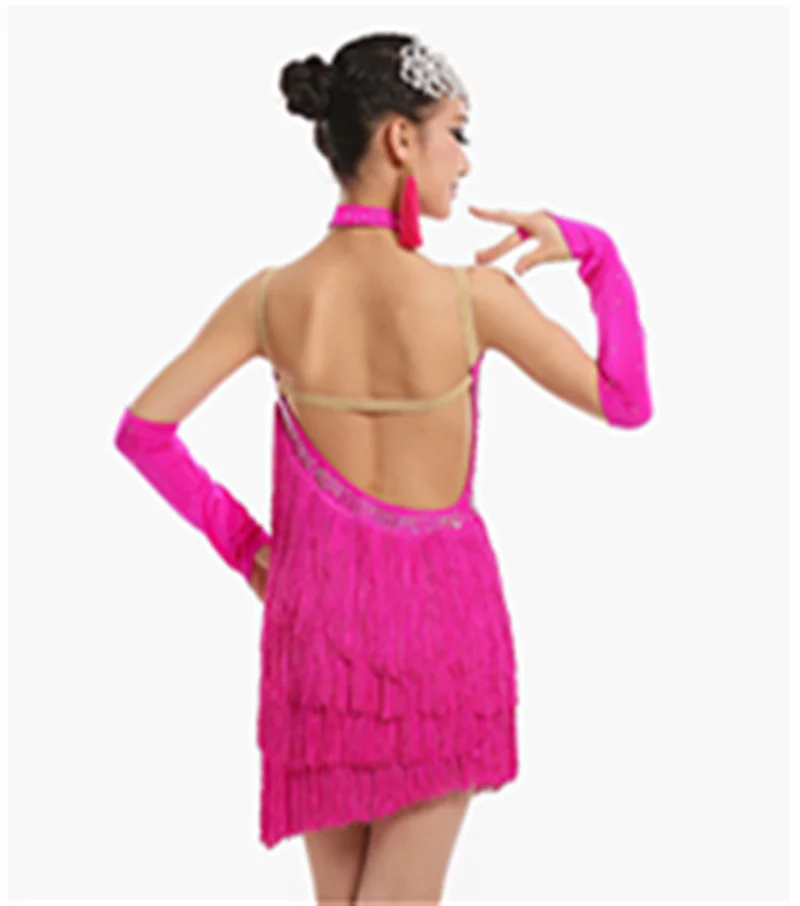 2021 New Latin Dance Dress Women New Summer Green Sexy Backless Tassel Rumba Samba Latin Dance Skirt Competition Costume