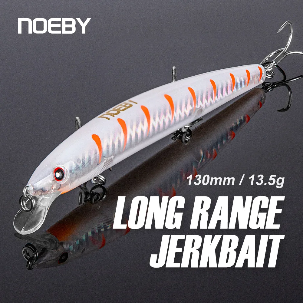 

NOEBY Floating Minnow Fishing Lures 130mm 13.5g Long Range Artificial Hard Baits Jerkbaits Wobblers for Pike Bass Fishing Lure