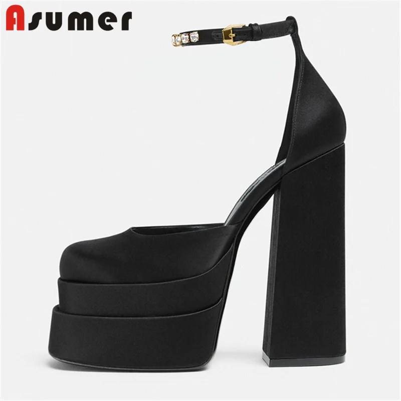 Size 34-46 INS Fashion High Heels Sandals Women Platform Shoes Ankle Strap Summer Sandals Silk Super Heels Party Wedding Shoes