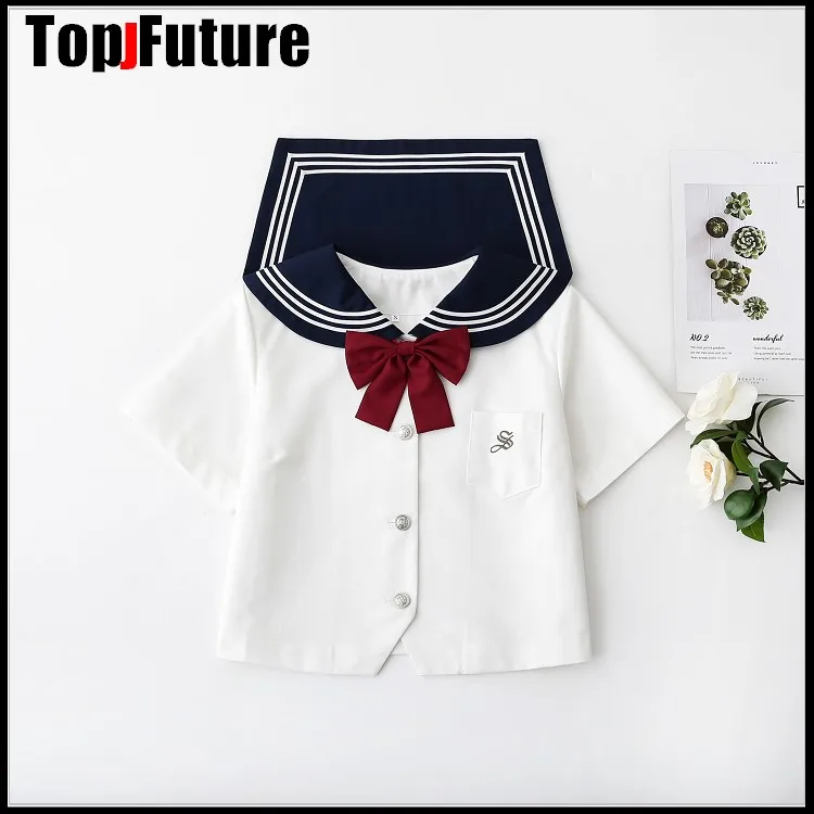 Sapporo white three school uniform Japanese department JK uniform basic sailor's uniform student's middle suit top shirt